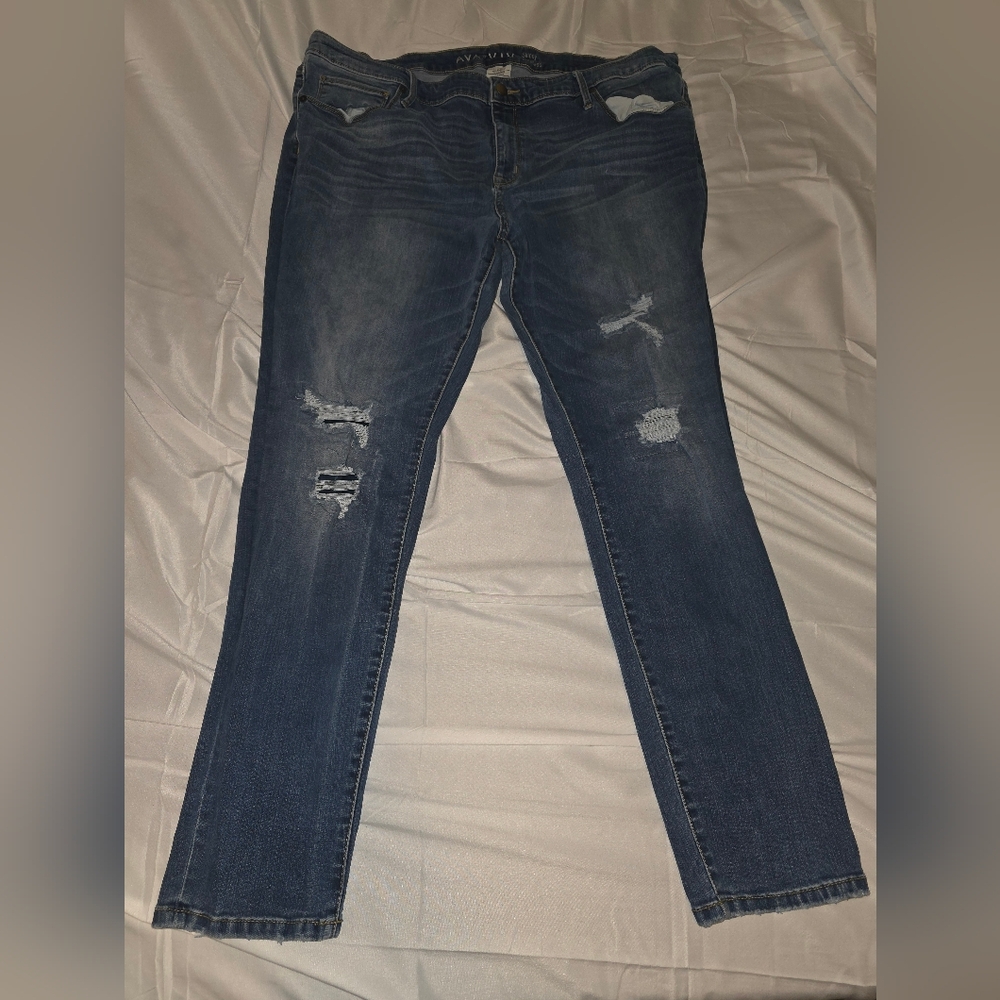 Ava & Viv Women's Distressed Blue Skinny Jeans Plus Size 22